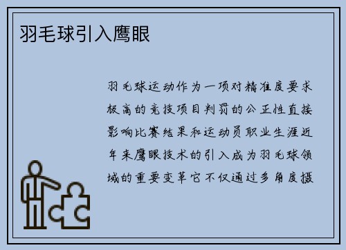 羽毛球引入鹰眼